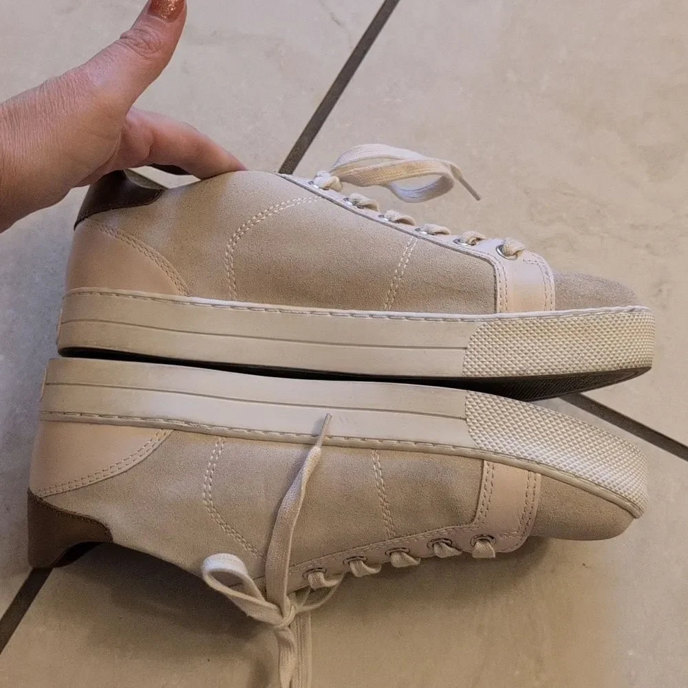 Coach Paddy Suede Leather Sneaker White And Tan Size 8